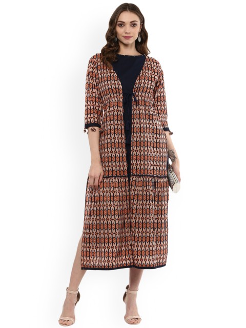 

Idalia Brown Printed Open Front Shrug