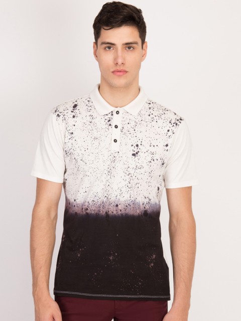 

LA LOFT Men Off-White Printed Polo Collar T-shirt