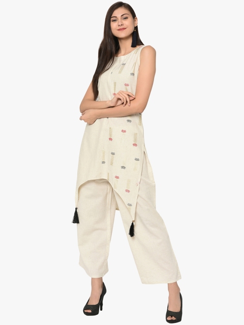 

ZIYAA Women Off-White Printed Kurti with Palazzos