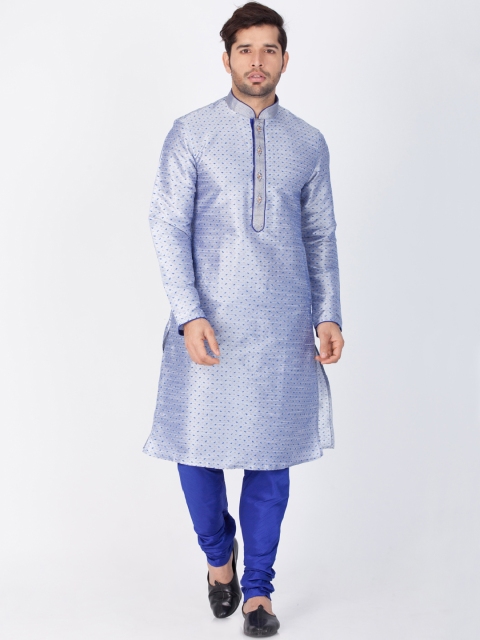 

VASTRAMAY Men Blue Self Design Kurta with Pyjamas