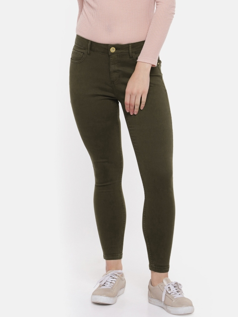 

SF JEANS by Pantaloons Women Olive Green Skinny Fit Mid-Rise Clean Look Stretchable Jeans