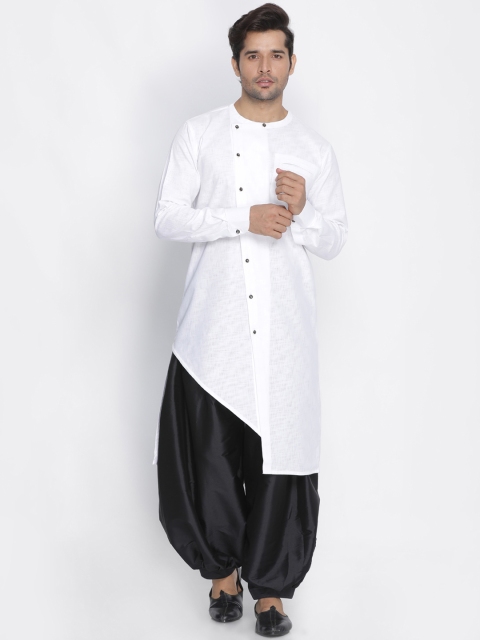 

VASTRAMAY Men Black & White Solid Kurta with Salwar