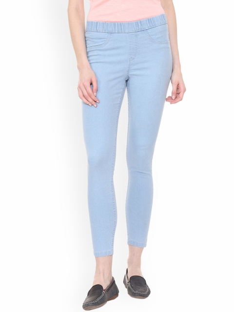 

People Women Blue Regular Fit Mid-Rise Clean Look Stretchable Jeans