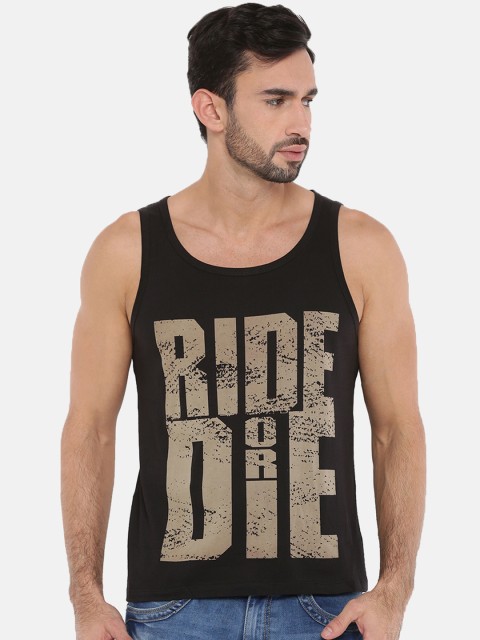 

SayItLoud Men Black Printed Gym Vest