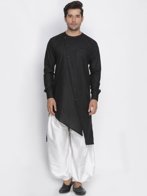 

VASTRAMAY Men Black & White Solid Kurta with Pyjamas