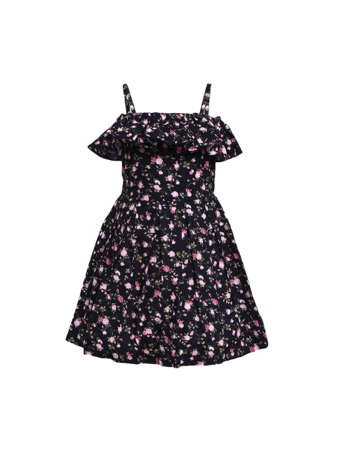 

Aarika Girls Navy Blue Printed Fit and Flare Dress