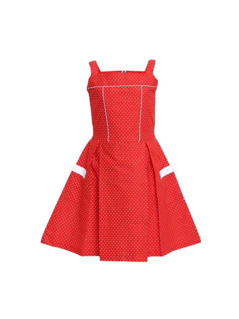 

Aarika Girls Red Printed Fit and Flare Dress