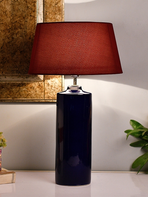 Homesake Blue & Red Colourblocked Handcrafted Table Lamp with Shade
