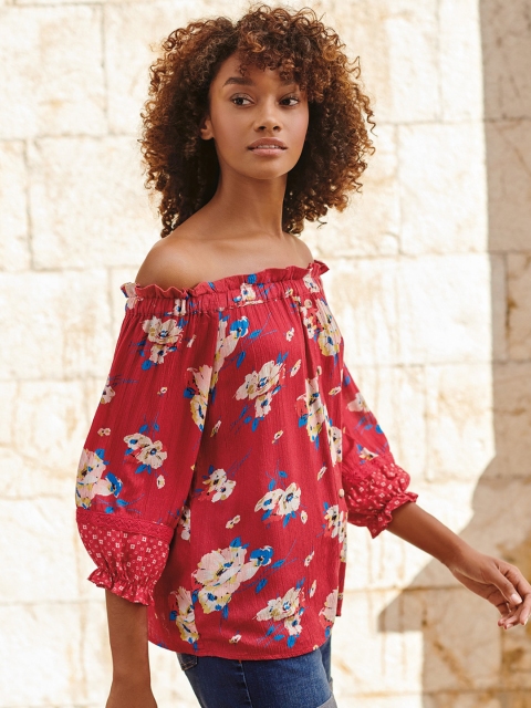 

next Women Red Printed Bardot Top