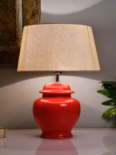 

Homesake Orange Solid Handcrafted Table Lamp with Shade