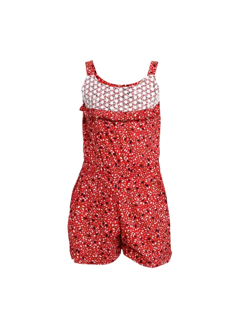 

Aarika Girls Red & White Printed Playsuit