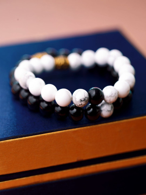 

Dare by Voylla Men Set of 2 Beaded Bracelets, White