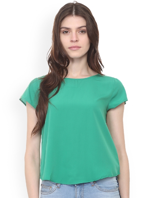 

People Women Green Solid High-Low Top