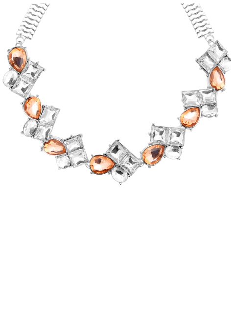 

Foxy Sperks Silver-Toned & Orange Metal Silver-Plated Choker Necklace