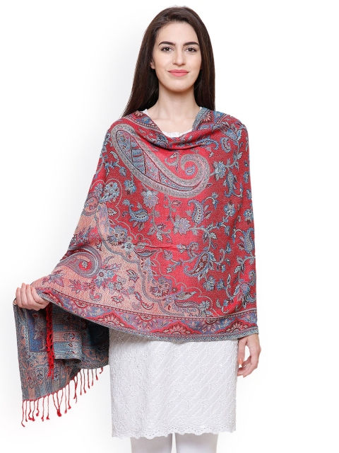 

Anekaant Women Red Woven Design Shawl
