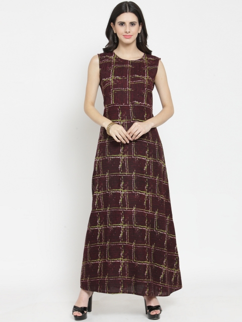 

Indibelle Women Burgundy Printed Maxi Dress