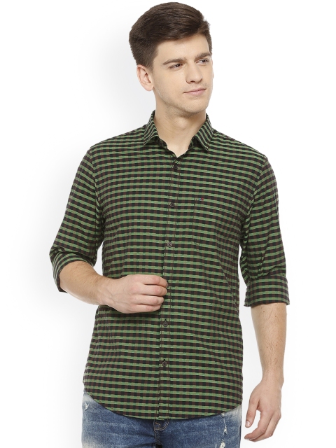 

Peter England Casuals Men Green Slim Fit Checked Casual Shirt