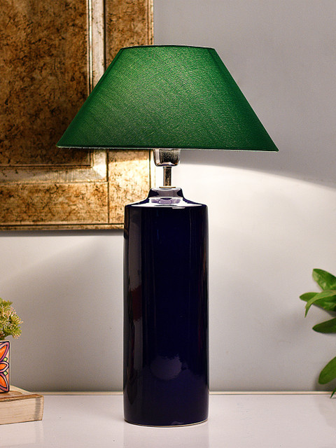 

Homesake Blue & Green Colourblocked Handcrafted Table Lamp with Shade