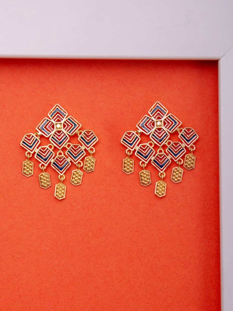 

Studio Voylla Gold-Toned Geometric Drop Earrings