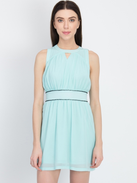 

LA LOFT Women Green Solid Blouson Dress