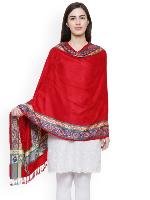 

Anekaant Women Red Solid Shawl