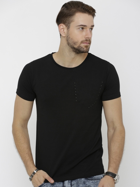 

Rex Straut Jeans Men Black Solid Round Neck T-shirt