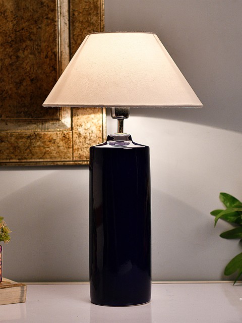 

Homesake Blue & White Colourblocked Handcrafted Table Lamp with Shade