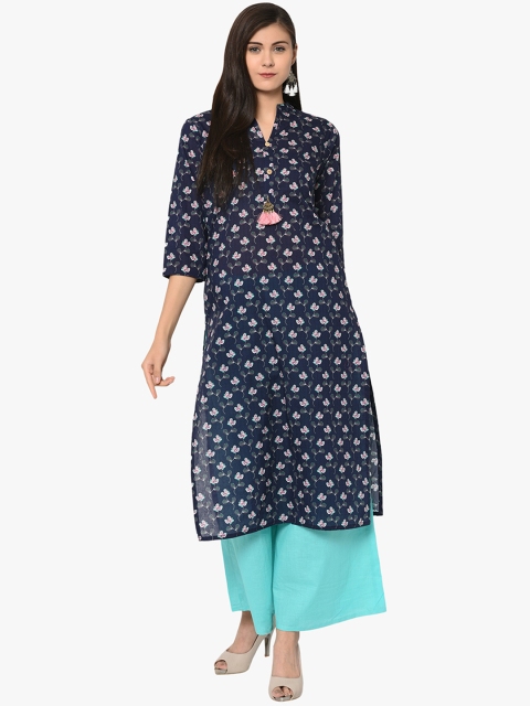 

ZIYAA Women Blue Printed Kurti with Palazzos
