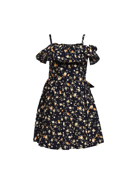 

Aarika Girls Navy Blue Printed Fit and Flare Dress