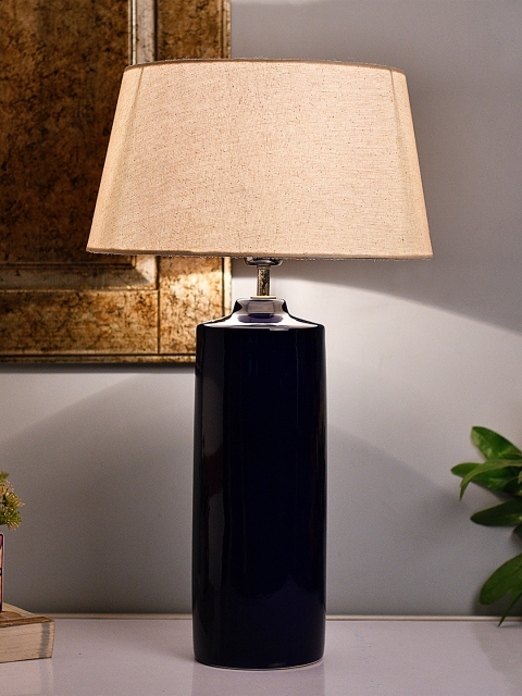 

Homesake Blue & Off-White Colourblocked Handcrafted Table Lamp with Shade