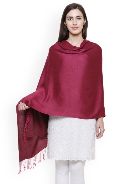

Anekaant Women Maroon Solid Reversible Shawl