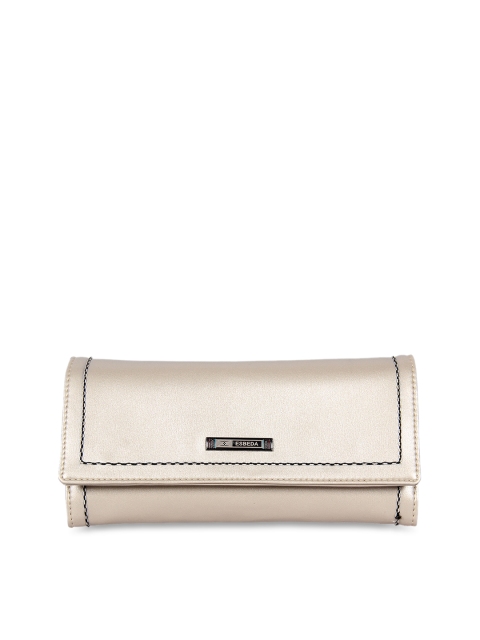 

ESBEDA Women Cream-Coloured Solid Three Fold Wallet