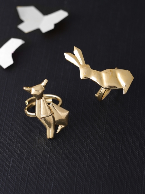 

Voylla Women Set of 2 Gold-Plated Finger Rings