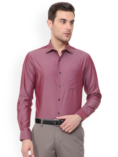 Louis Philippe Men Maroon Regular Fit Solid Formal Shirt