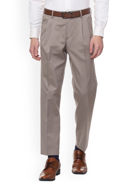 

Louis Philippe Men Beige Regular Fit Solid Formal Trousers