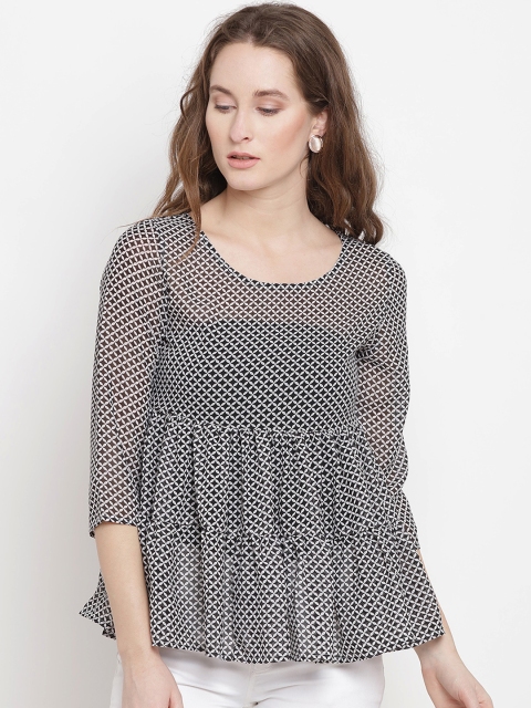 

Abiti Bella Women Black Printed Empire Top