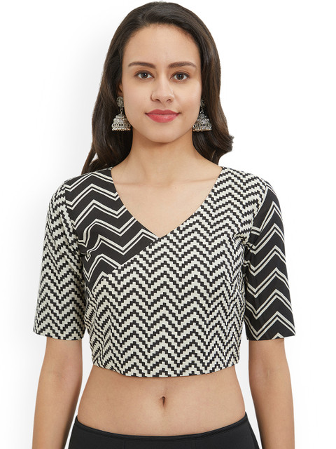 

Just B Women Black & White Printed Blouse