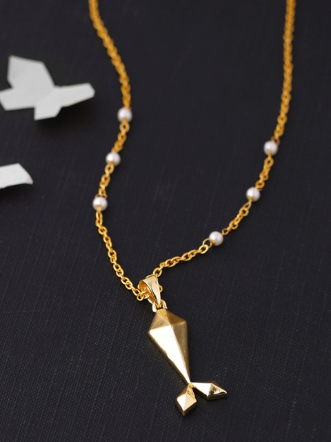 

Voylla Women Gold-Plated Handcrafted Pendant With Chain
