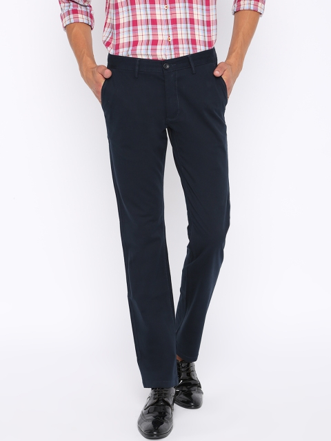 

Basics Men Navy Blue Slim Fit Solid Regular Trousers