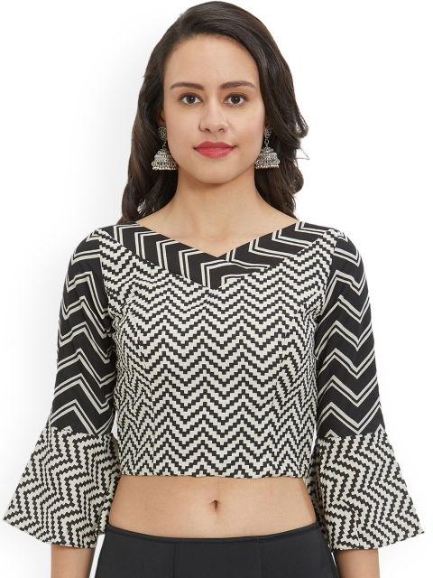 

Just B Women Black & White Printed Blouse