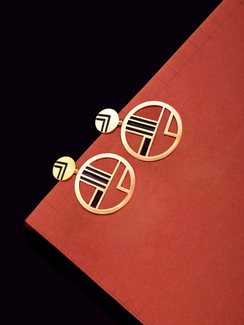 

Studio Voylla Gold-Toned Circular Drop Earrings