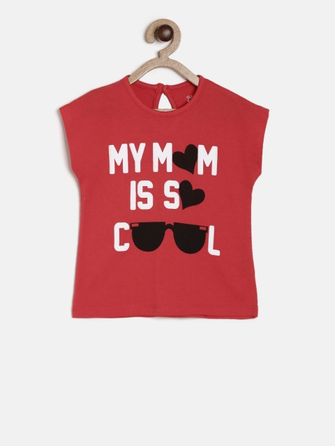 

MINI KLUB Girls Red Printed Pure Cotton Top