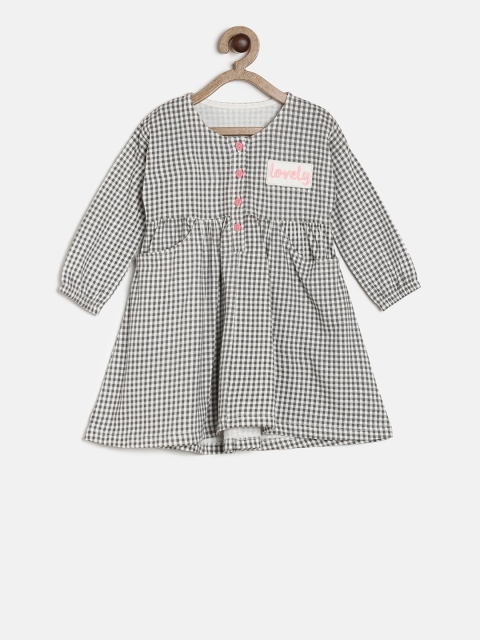 

MINI KLUB Girls Off-White Checked Shirt Dress