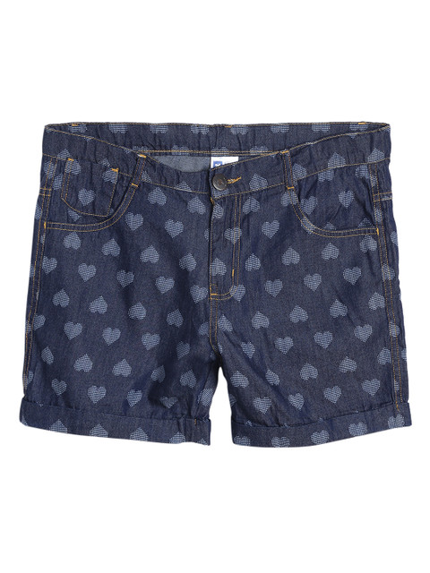 

612 league Girls Navy Blue Self Designed Regular Fit Shorts