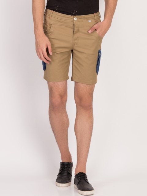 

LA LOFT Men Khaki Solid Regular Fit Cargo Shorts