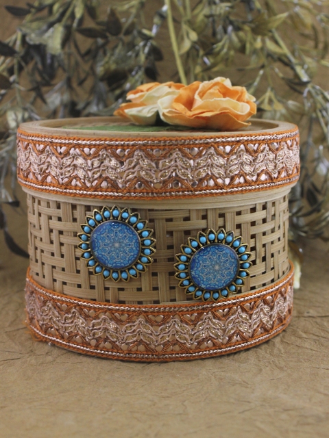 

Sia Art Jewellery Gold-Plated Blue Floral Studs