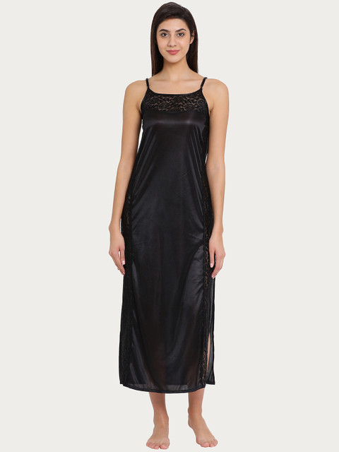 

Clovia Black Solid Nightdress NS1140P13O