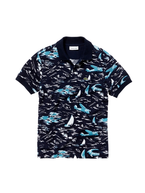 

Lacoste Boys Blue Printed Polo Collar T-shirt