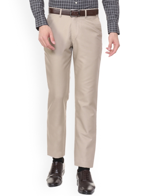 

Louis Philippe Men Beige Regular Fit Self Design Formal Trousers