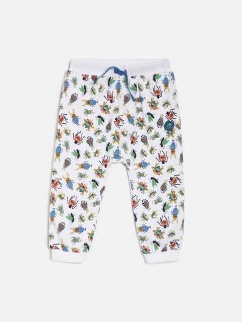 

MINI KLUB Boys White Printed Slim Fit Joggers